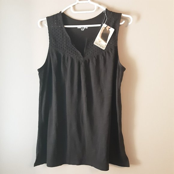 🌞 Bleu Gray New with Tags Cotton Modal Black Sleeveless Top Size Small - Picture 1 of 13